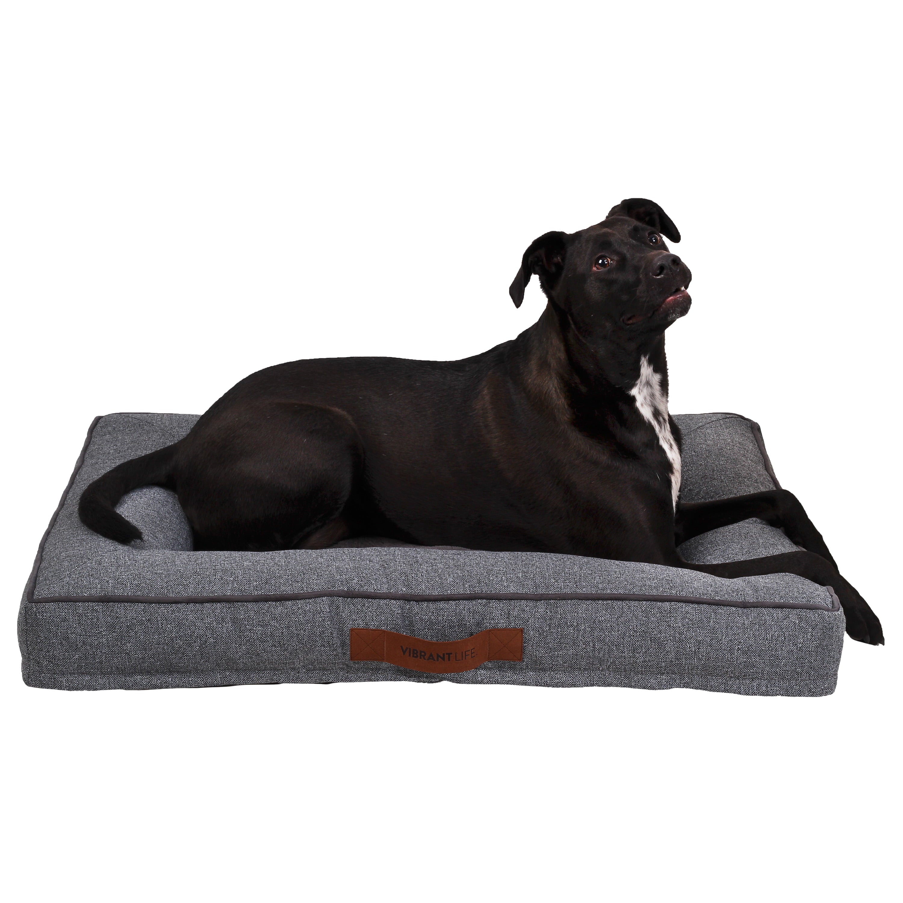 Vibrant Life Large Comfort Orthopedic Bolster-Style Dog Bed， Gray