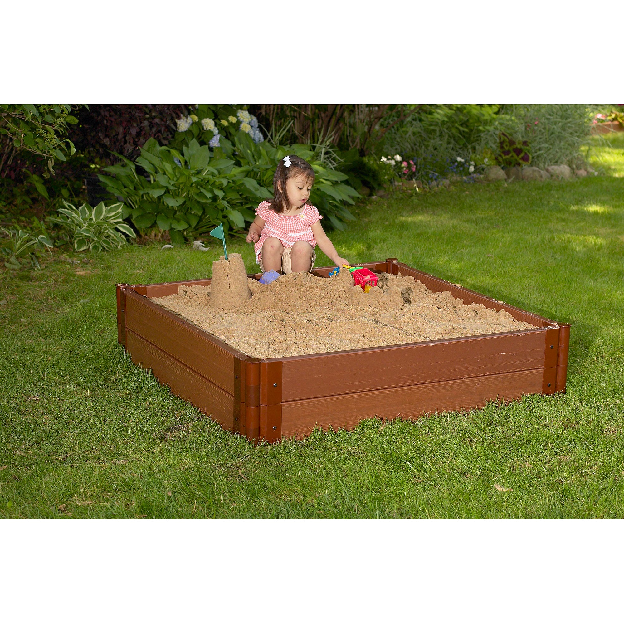 Frame It All Tool-Free Series 4ft. x 4ft. x 11in. Composite Square Sandbox Kit - 1