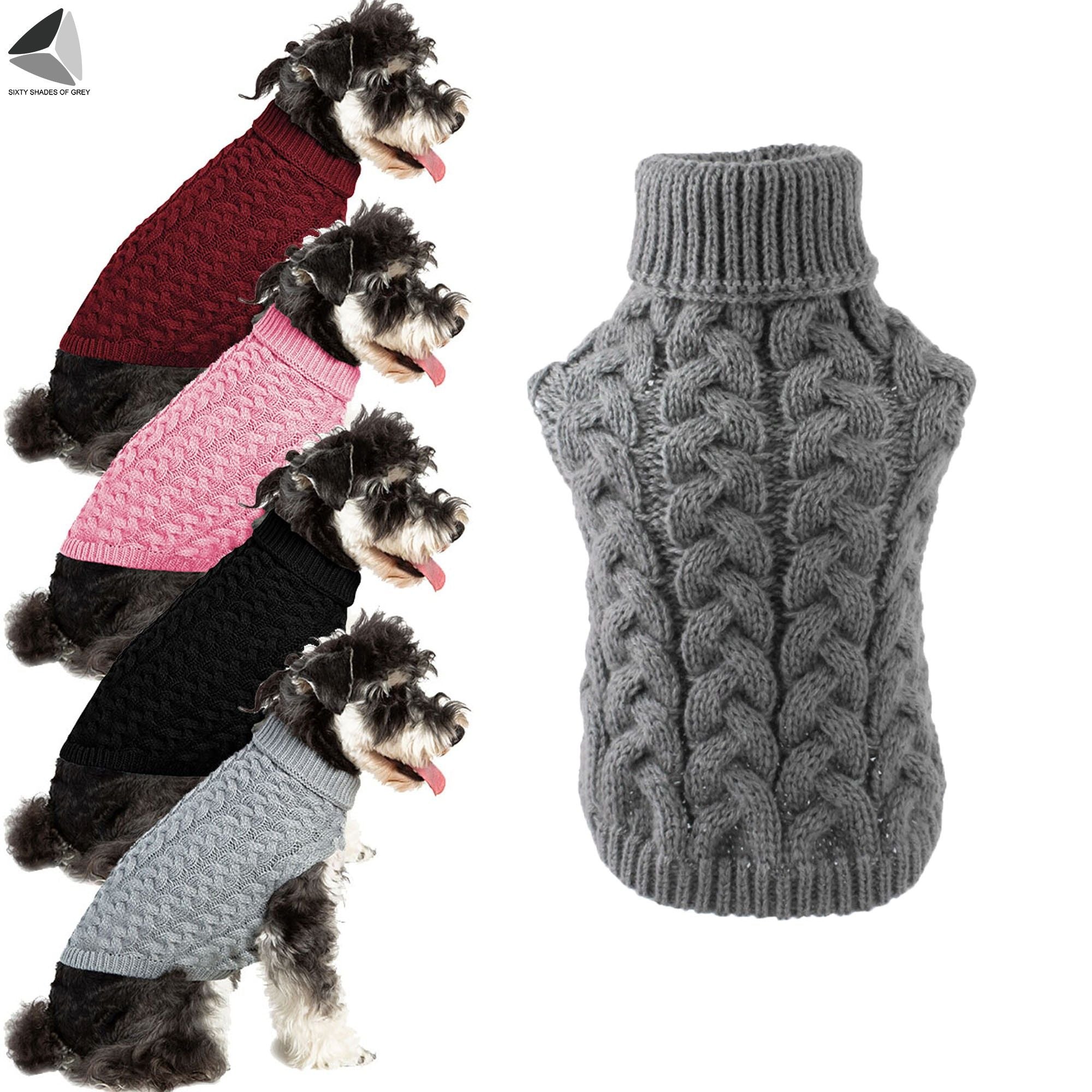 Sixtyshades Knit Dog Sweaters Winter Warm Pet Clothes Puppy Costume Apparel for Small Dogs Cats (L， Gray)