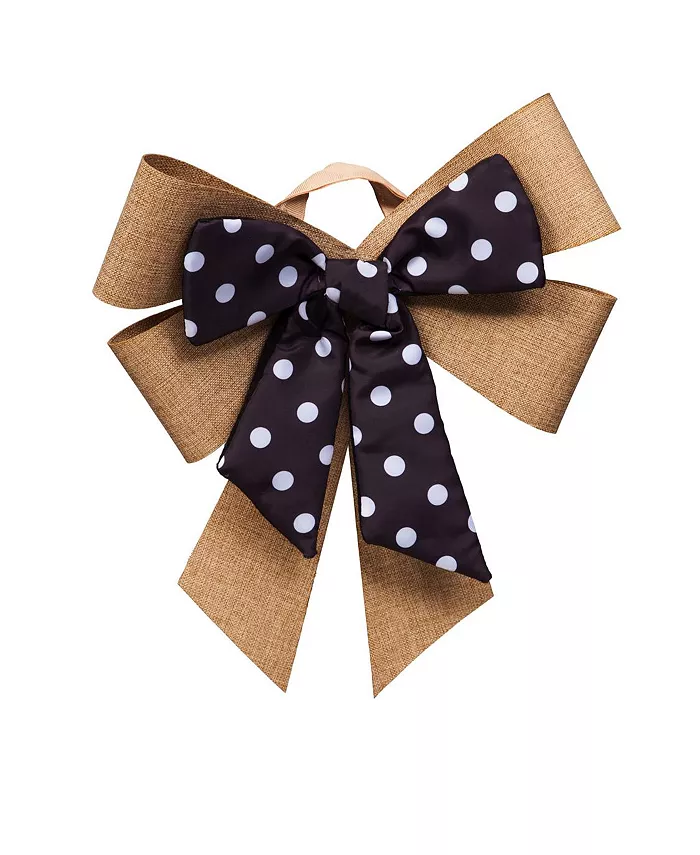 Evergreen Black and White Dot Door Tag Bow