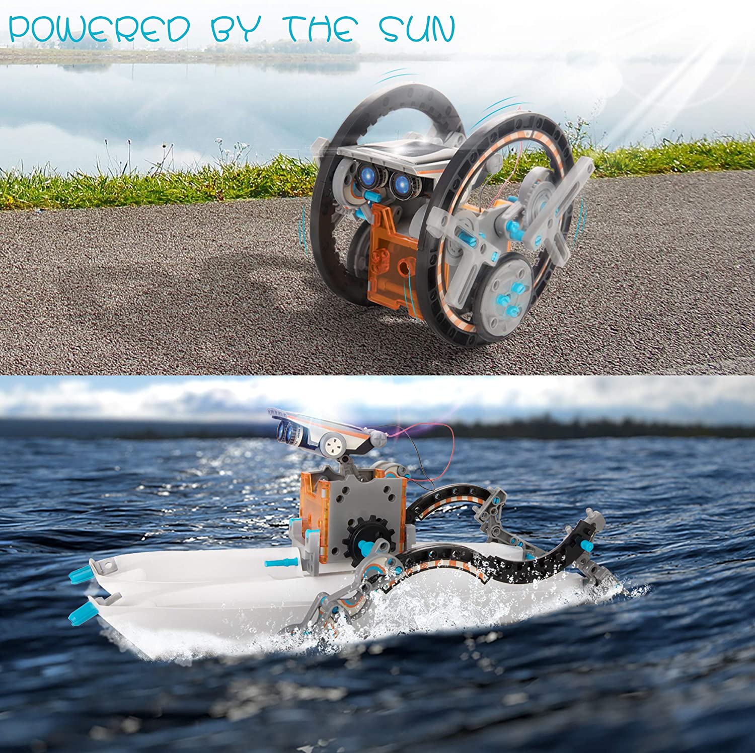 Fitfirst STEM Solar Robot Toy， 14-in-1 Educational STEM Creation Science Toy， Solar Power Building Kit DIY Assembly Battery Operated Robotic Set for Kids， Teens and Science Lovers(Battery Include)