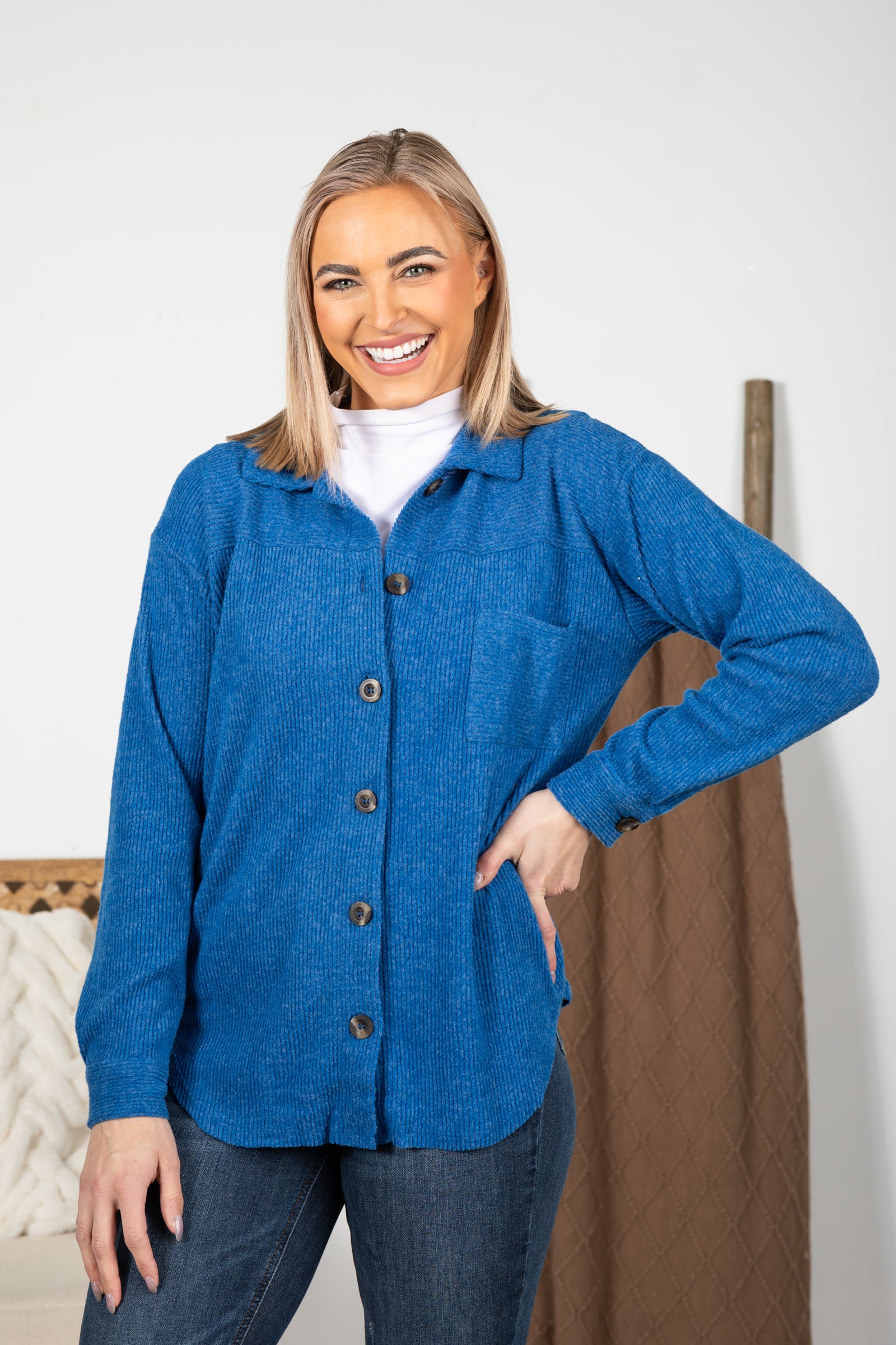 Soft Brushed Rib Collared Shackets