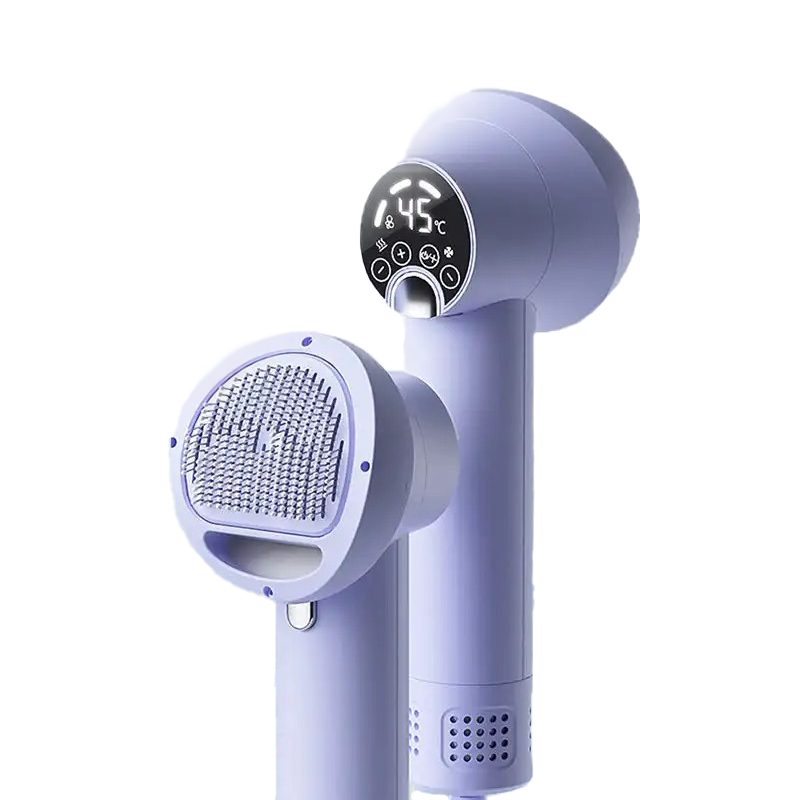 Pet Hair Dryer Brush | Silent 2-in-1 Grooming Dryer for Dogs & Cats | Adjustable Temperature