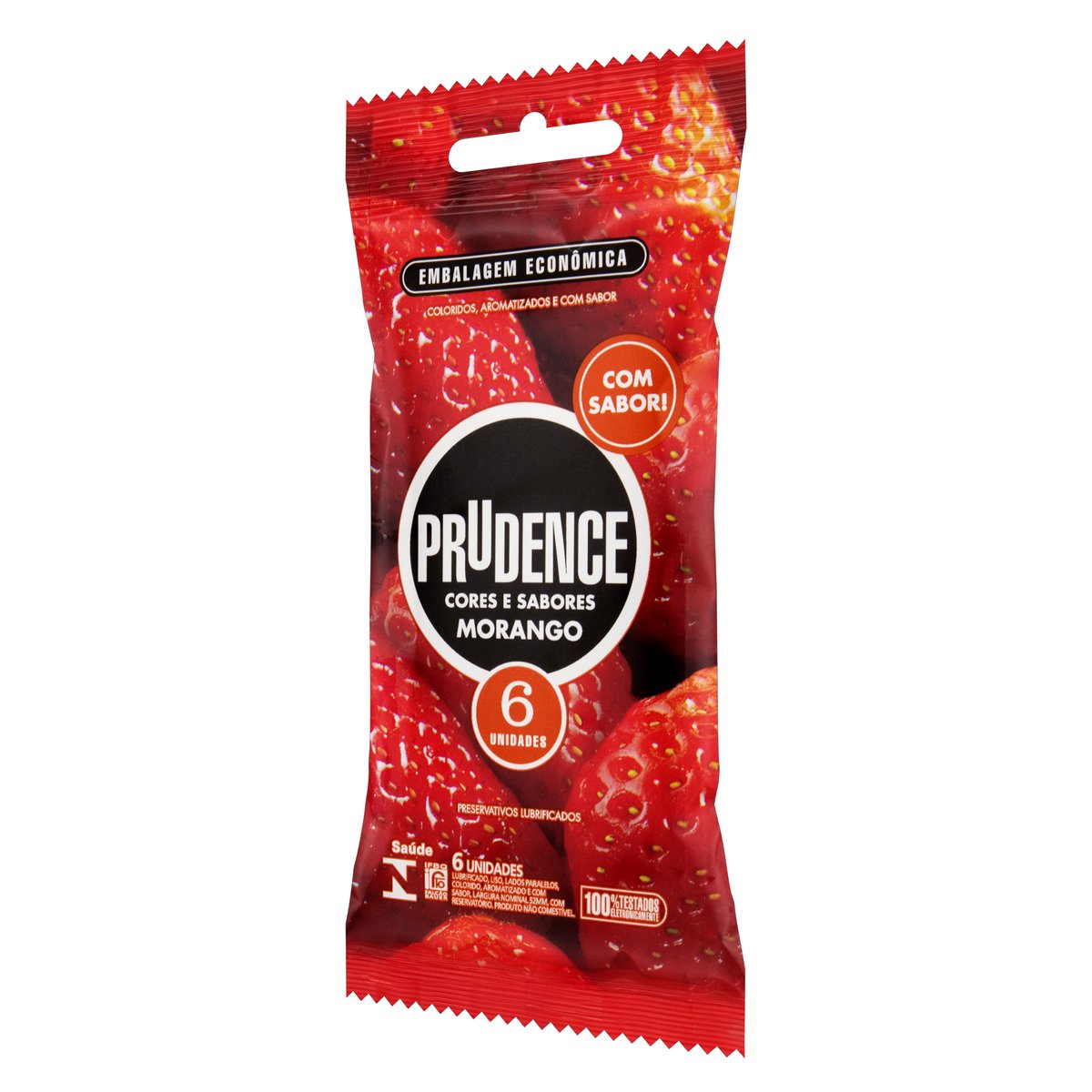 Preservativo Masculino Prudence Morango Diversao com 6 Unidades