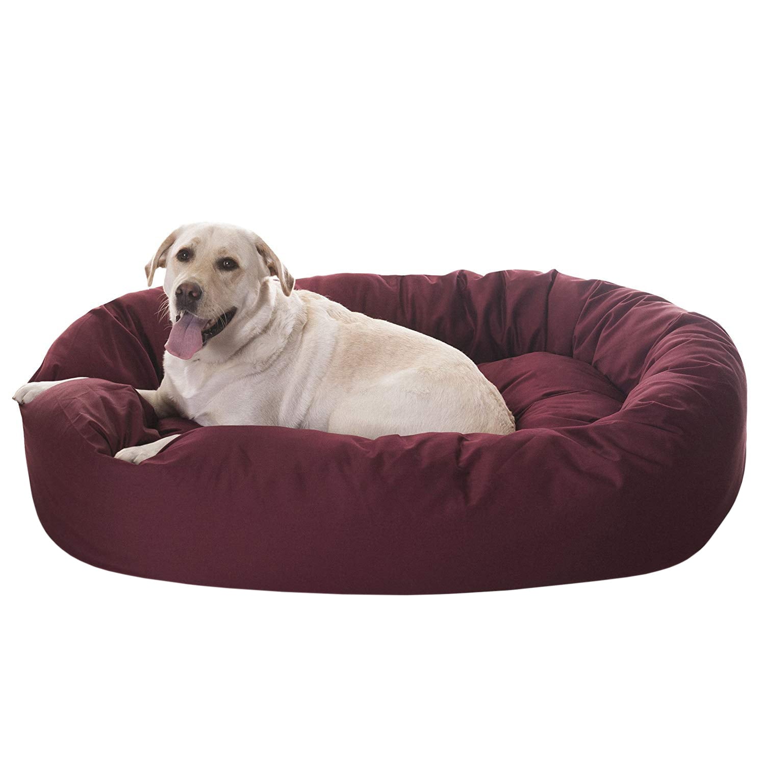 Majestic Pet | Poly/Cotton Bagel Pet Bed For Dogs， Burgundy， Extra Large