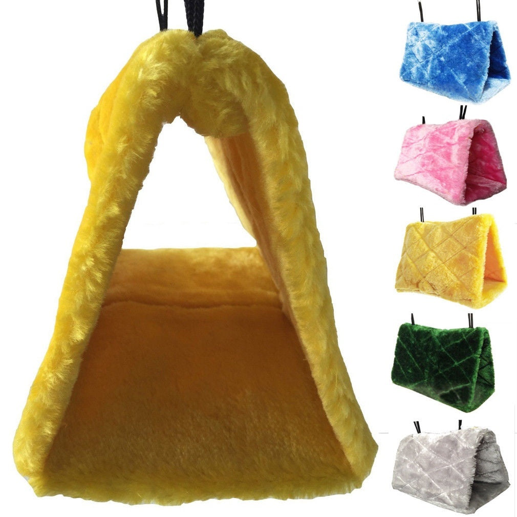 Plush Hammock Hanging Cave Cage Hut Tent Bed Bird Parrot Conure Toy
