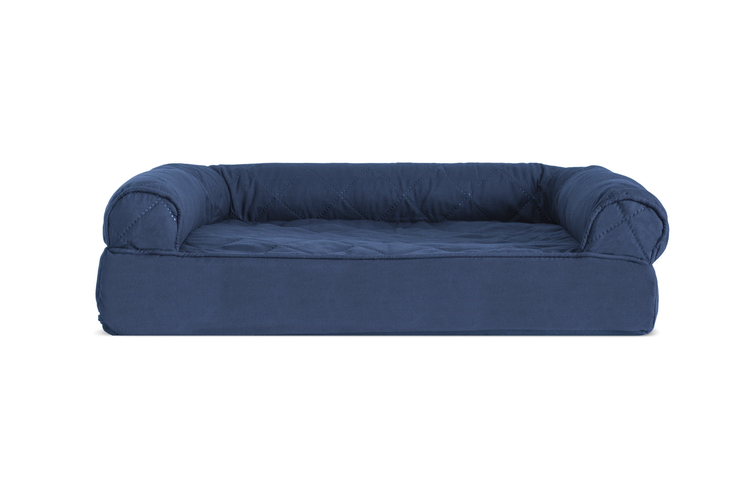FurHaven | Orthopedic Quilted Sofa Pet Bed for Dogs and Cats， Navy， Small