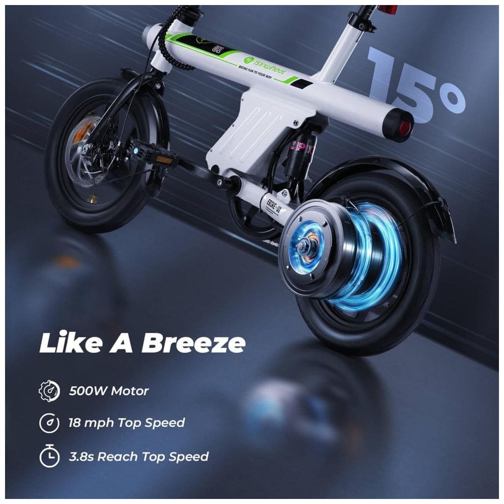 Mini Bicicleta Elétrica U1 Isinwheel – Compacta, Dobrável, Motor 500 W, Bateria 36V 7,8Ah, 3 Modos, Freios a Disco