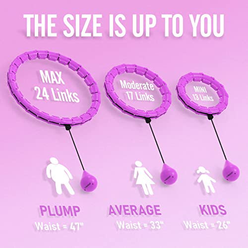 JKSHMYT Smart Weighted Fit Hoop Plus Size for Adults Weight Loss， Hula Circle-2 in 1 Infinity Fitness Hoop， 24 Links Detachable and Size Adjustable， with Ball Auto Rotate 360 Degree for Kids and Women