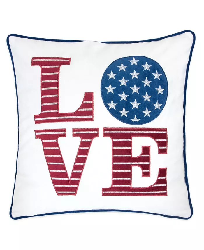 Homey Cozy Love Independence Day Embroidery Square Decorative Throw Pillow