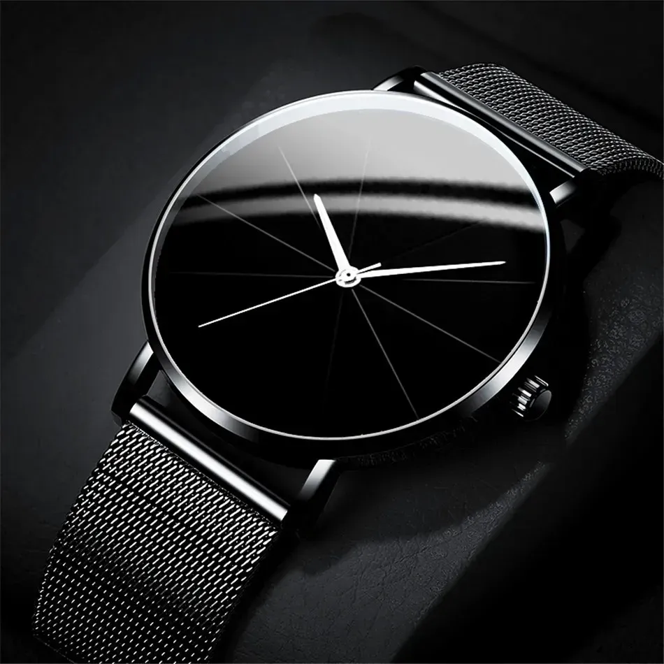 LIUYANGTIAN Men Business Watches Ultra Thin Stainless Steel Mesh Belt Quartz Watch for Man Male