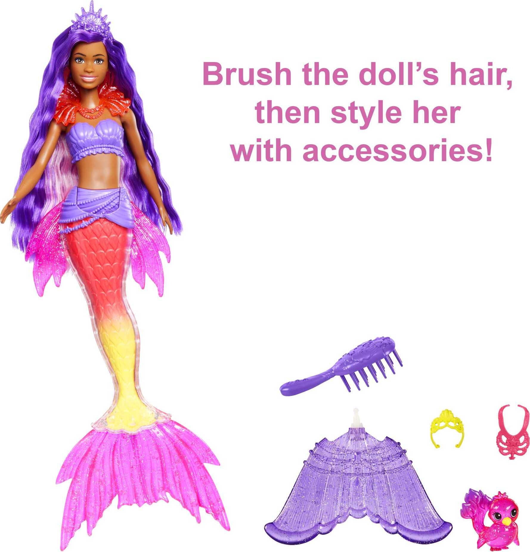 Barbie Mermaid Power "Brooklyn" Doll with Purple Hair, Seahorse Pet and Accessories
