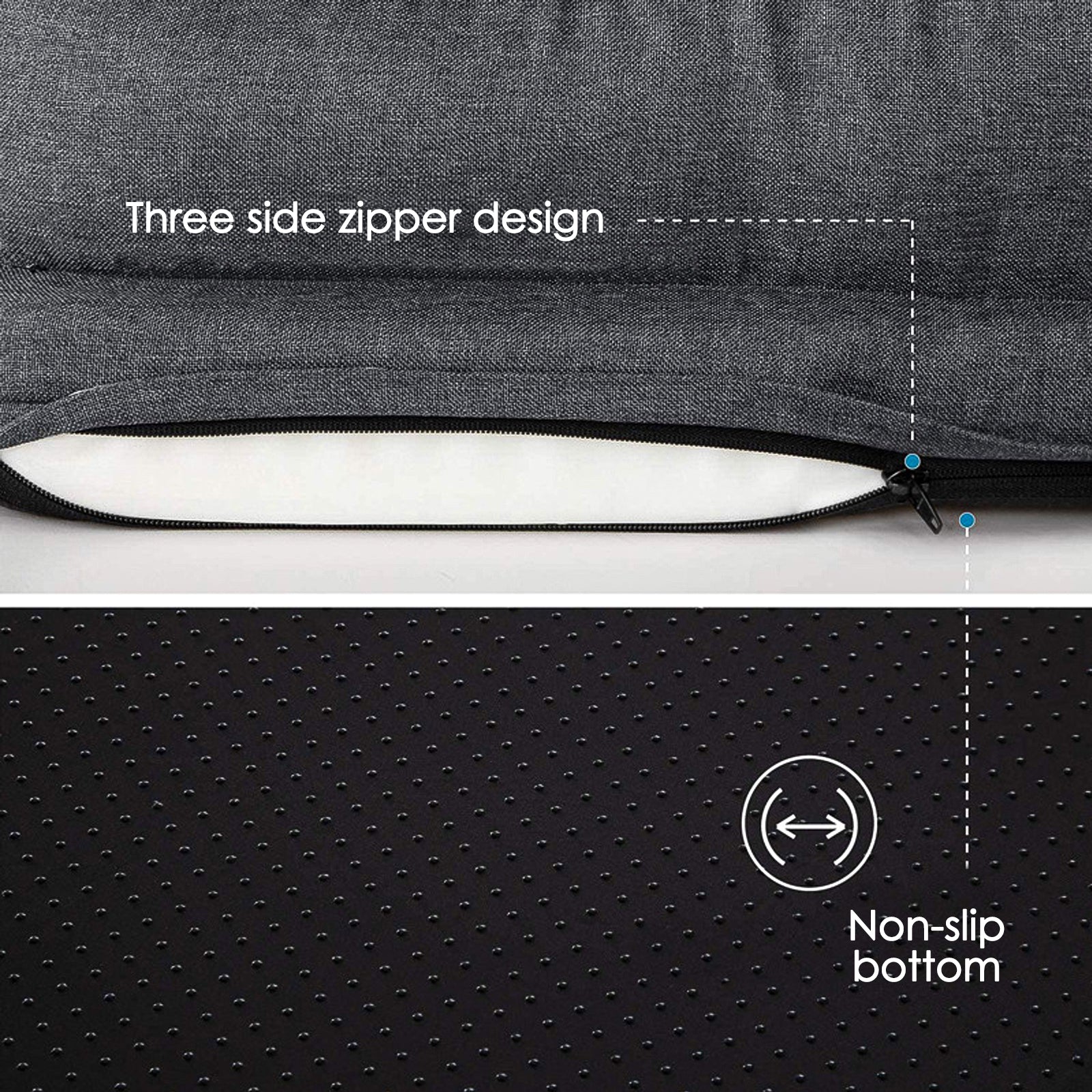 Pet Dog Sofa Bed Orthopedic Memory Foam with Removable Washable Cover and Waterproof Liner， Grey Large Size