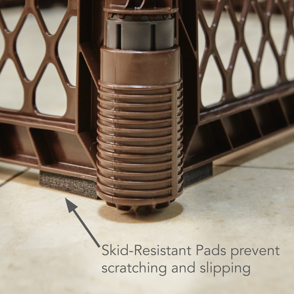 North States MyPet Petyard Passage 4 Panel Plastic Dog Playpen， Indoor Outdoor， Brown