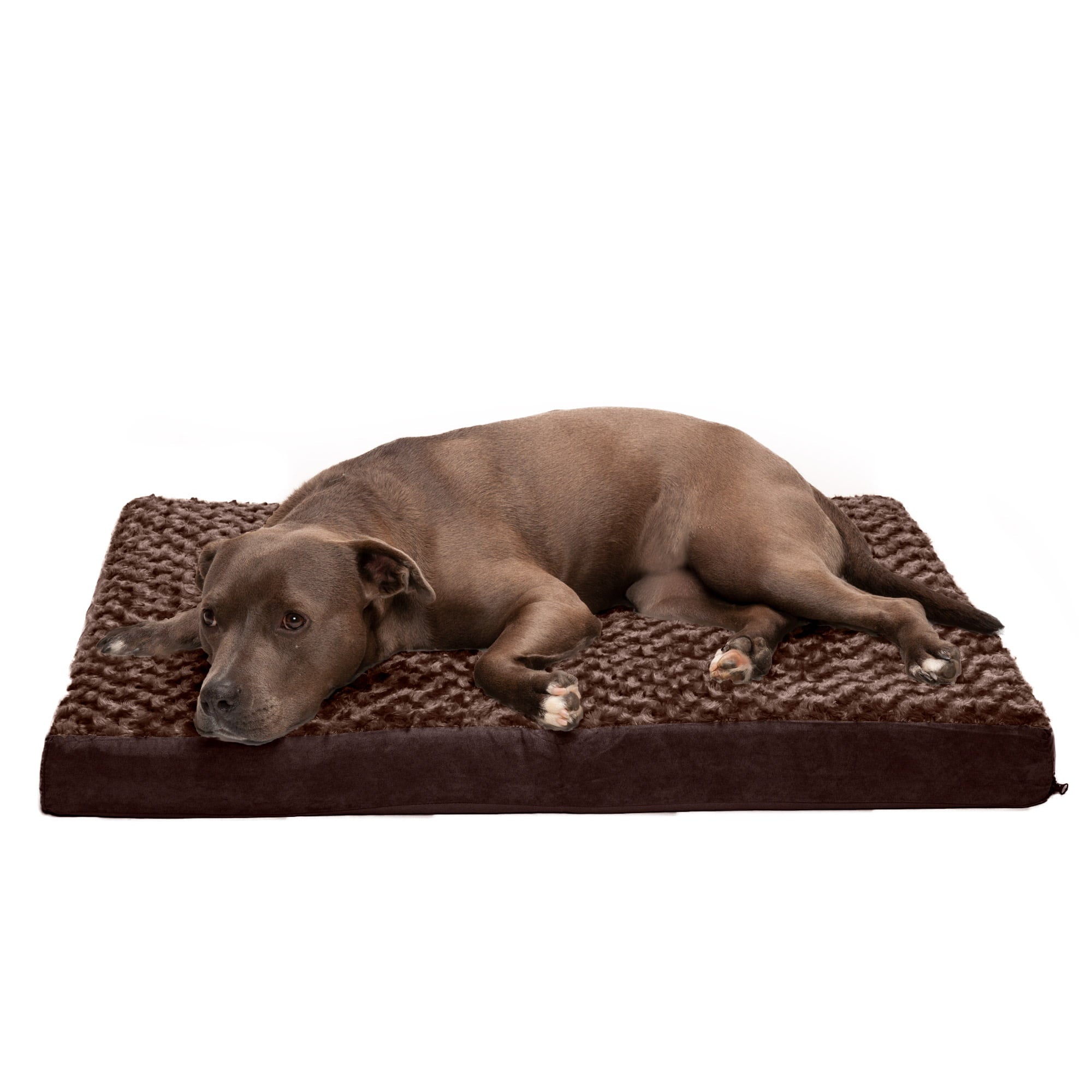 FurHaven | Deluxe Full Support Orthopedic Ultra Plush Mattress Pet Bed for Dogs and Cats， Chocolate， Large
