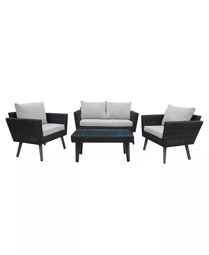 DUKAP Kotka 4 Piece Outdoor Patio Sofa Seating Set with Cushions