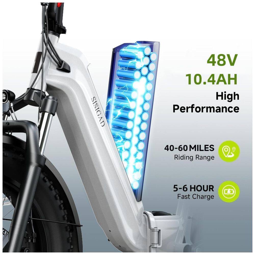 Bicicleta Elétrica Dobrável Sisigad 1500W Pico, Pneus Fat 20