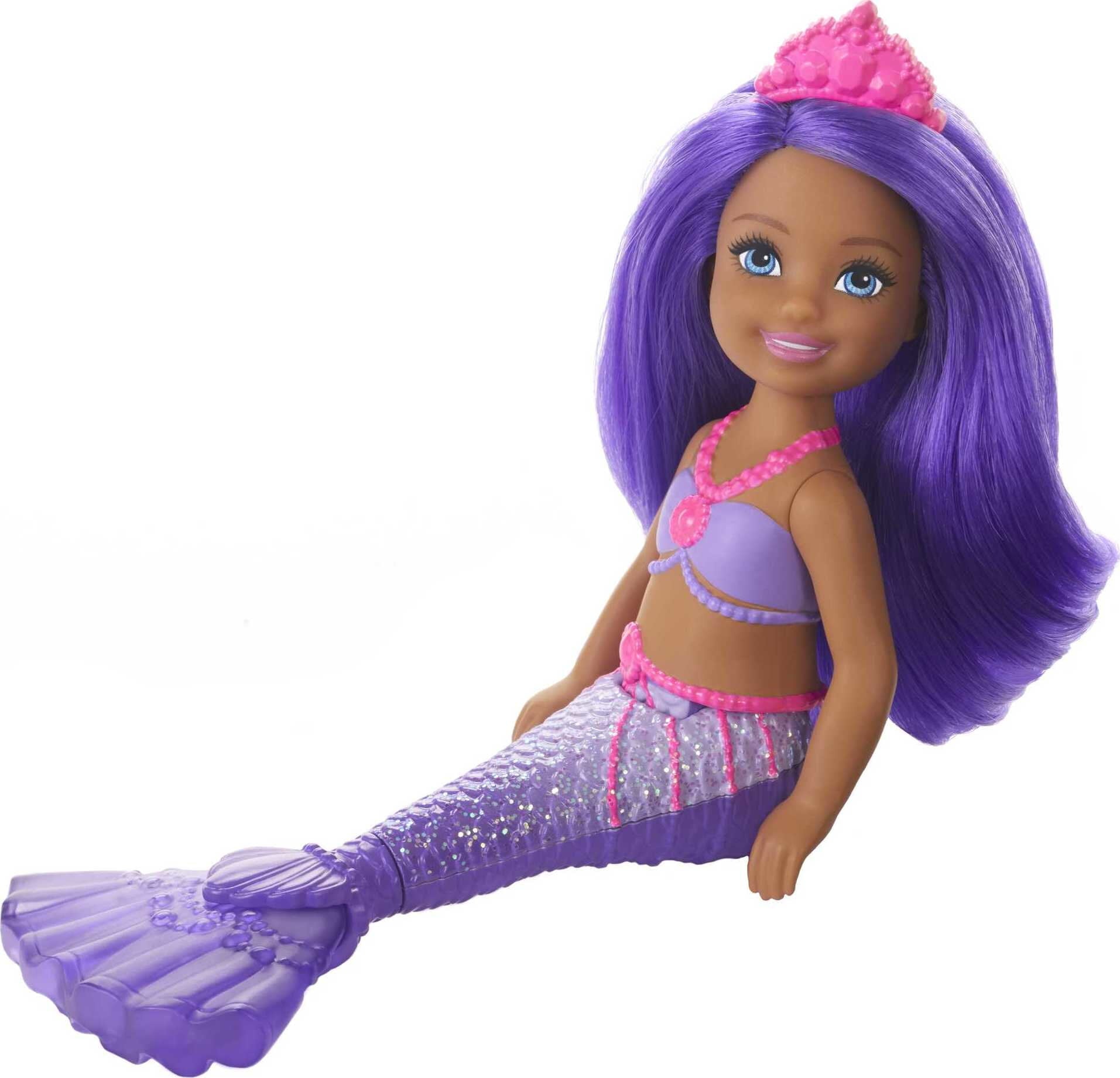 Barbie Dreamtopia Chelsea Mermaid Small Doll with Purple Hair & Tail, Tiara Accessory (6.5 inch)