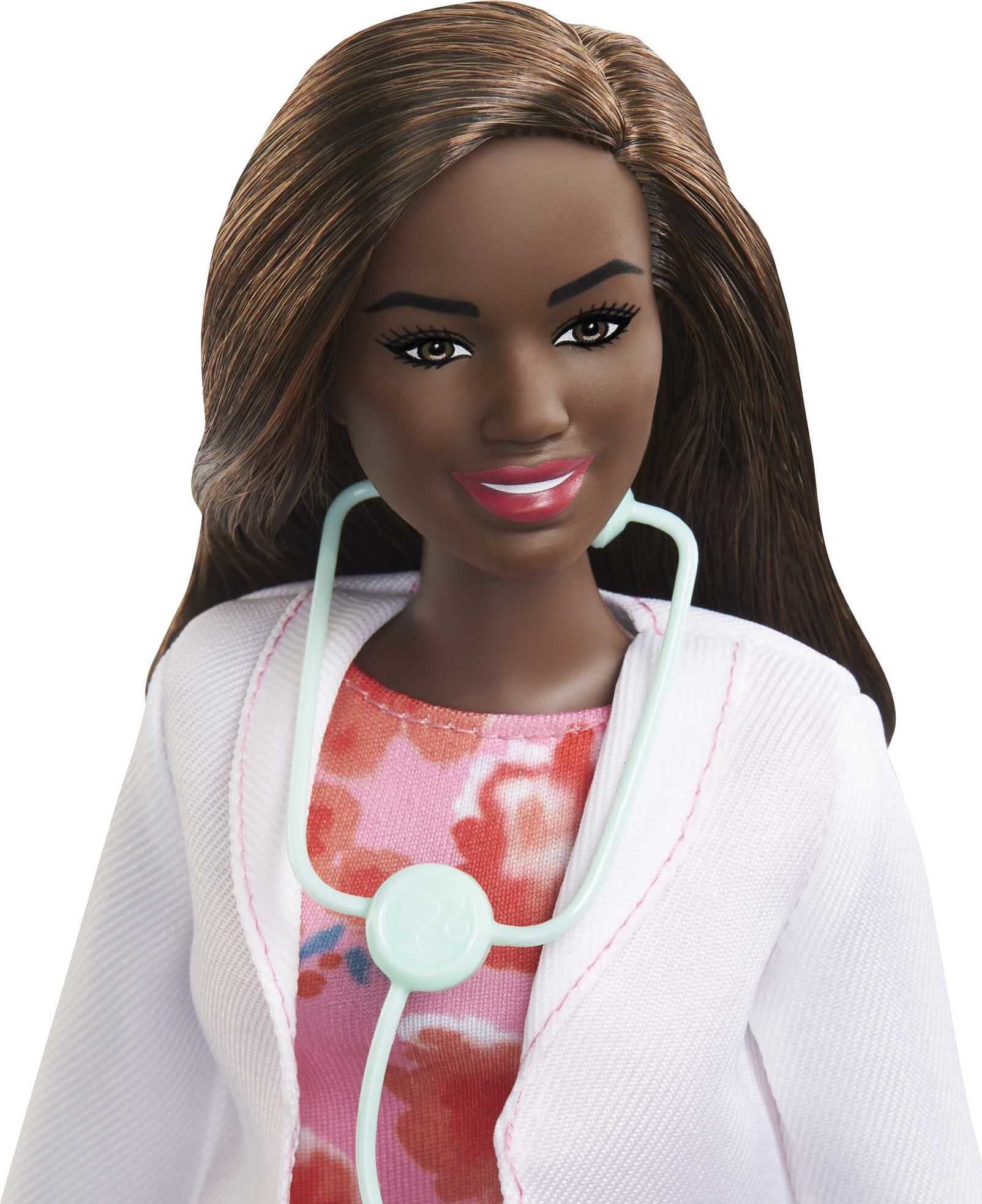 Barbie Doctor Fashion Doll Dressed in Doctor Coat with Curvy Shape & Medical Accessories