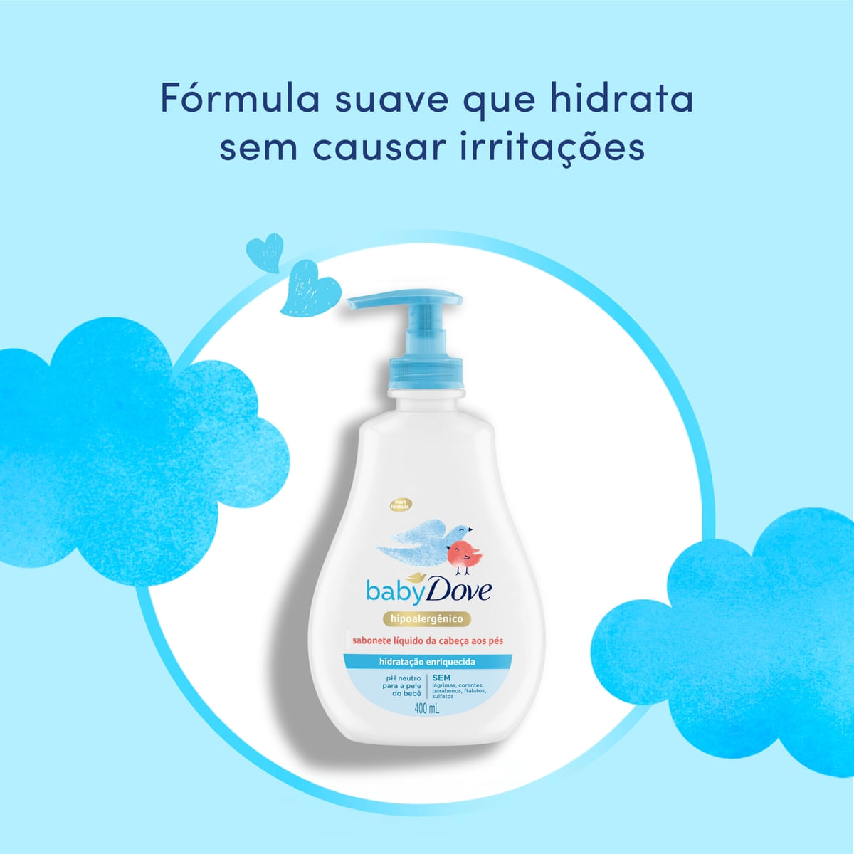 Sabonete Liquido Hidratacao Enriquecida da Cabeca aos Pes Dove Baby Frasco 400 ml