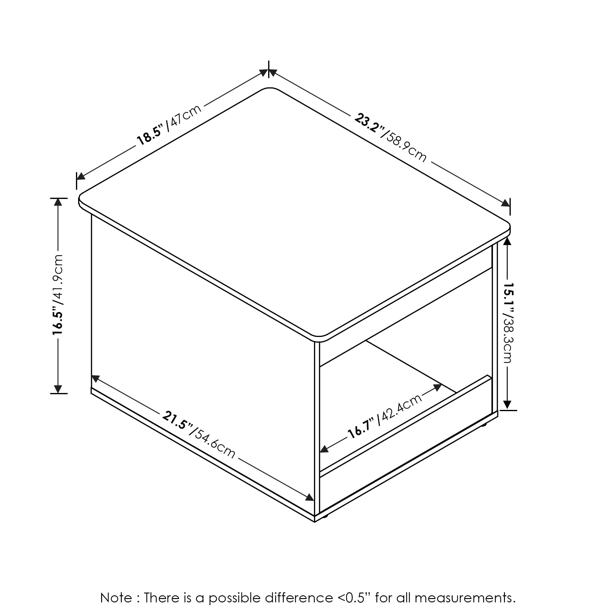Furinno Peli Top Opening Litter Box Enclosure， Columbia Walnut