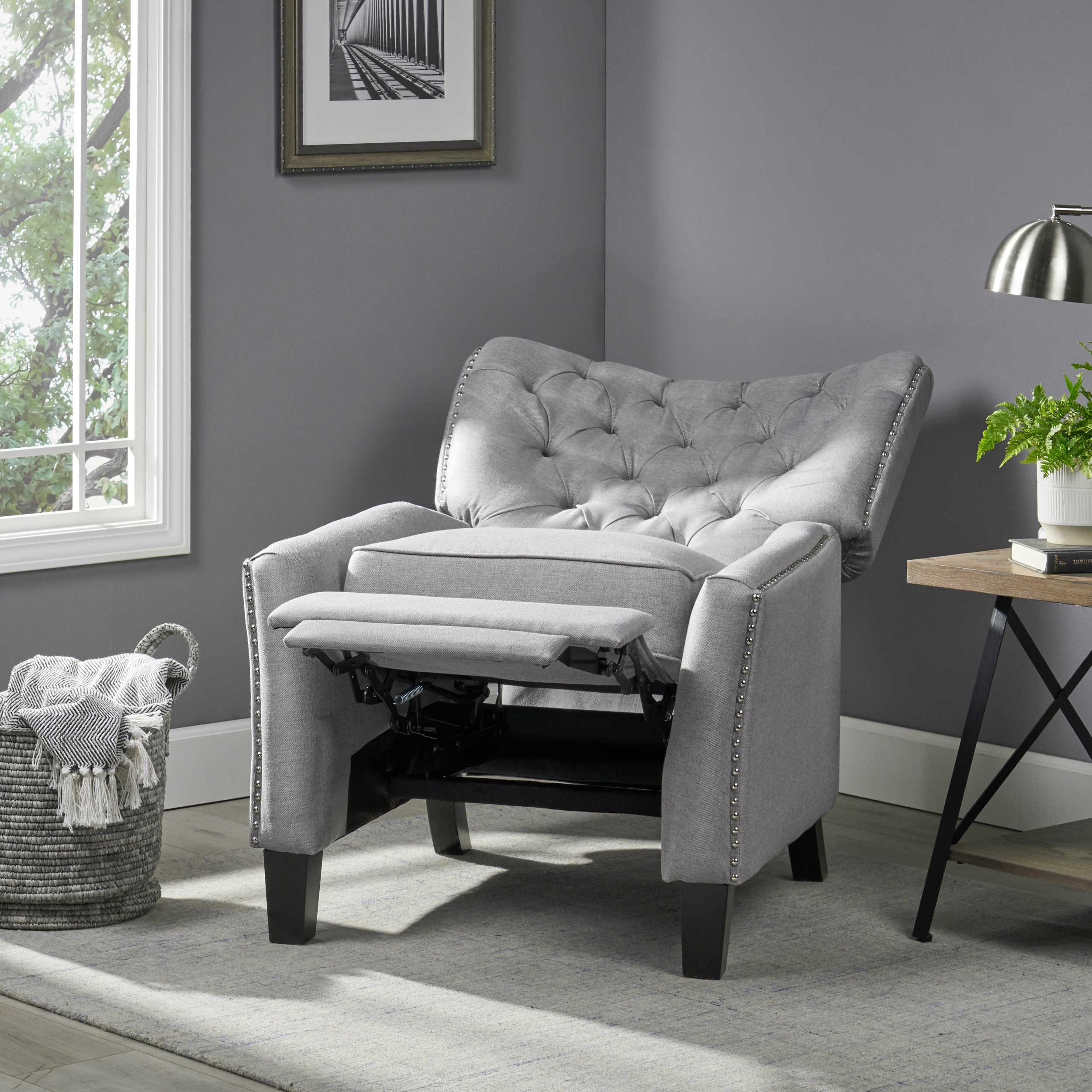 Carlyle Tufted Back Fabric Recliner Armchair