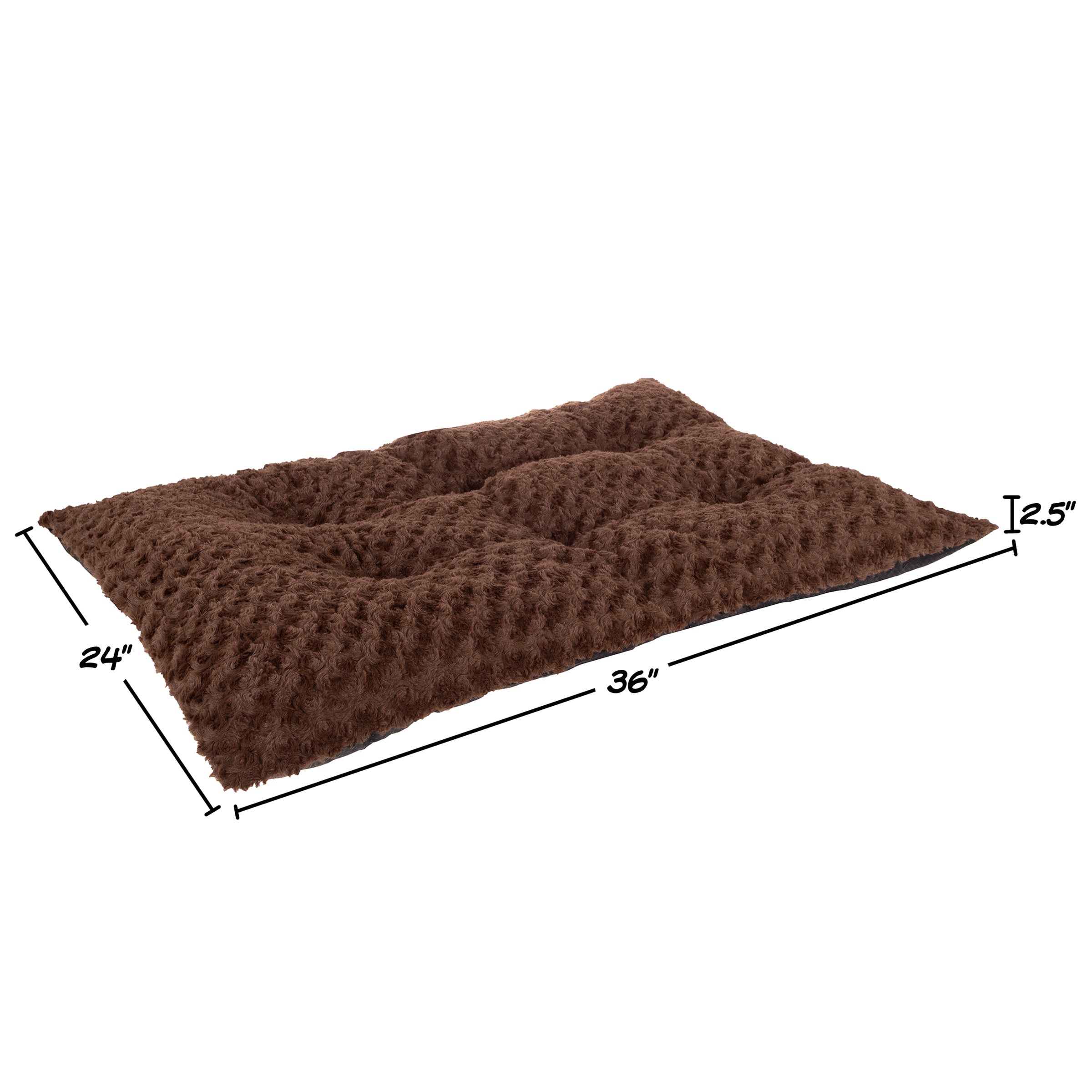 Pet Bed - Medium Dog Pad with Faux Fur Sleep Surface and Non-Slip Bottom - For Kennels， Crates， and Hardwood Floors by PETMAKER (Chocolate Brown)