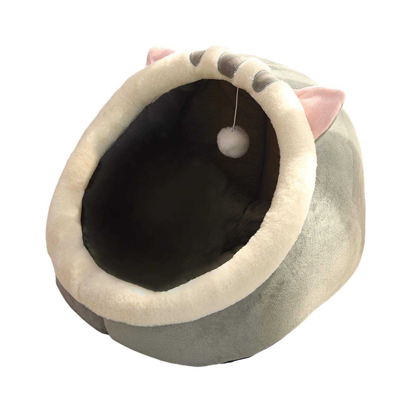 Cat Beds for Indoor Cats - Small Dog Bed Rabbit-Shaped Cat/Small with Hanging Toy， Puppy Bed Soft Calming Pet Sofa Bed Pets Supplies Gray S