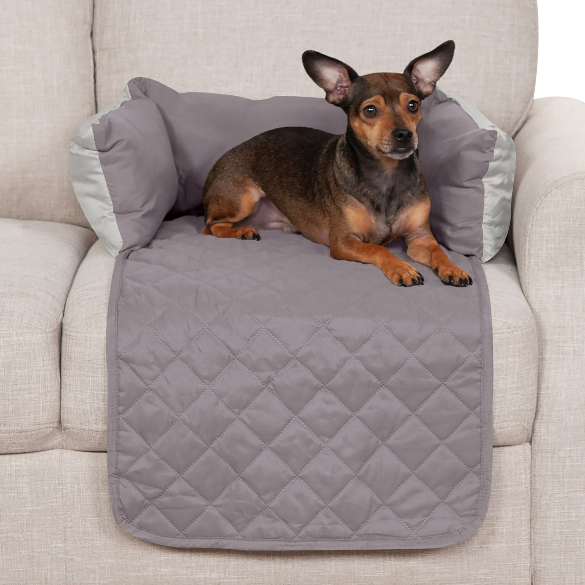 FurHaven Pet Furniture Cover | Sofa Buddy Reversible Furniture Cover Protector Pet Bed for Dogs and Cats， Gray/Mist， Small