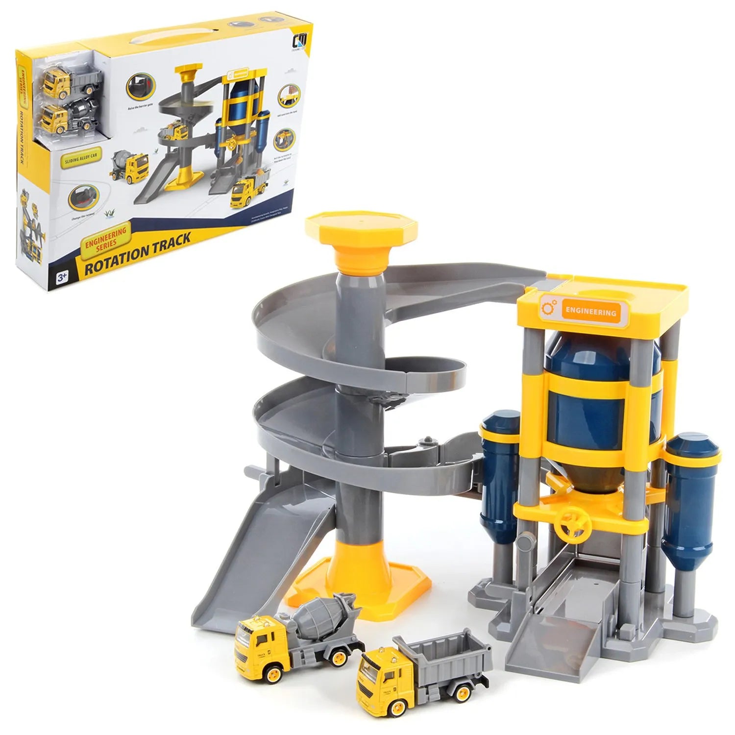 Surnie Children Vehicle Playsets Car Track Assembly Car Model Parking Lot Engineering Car，Yellow