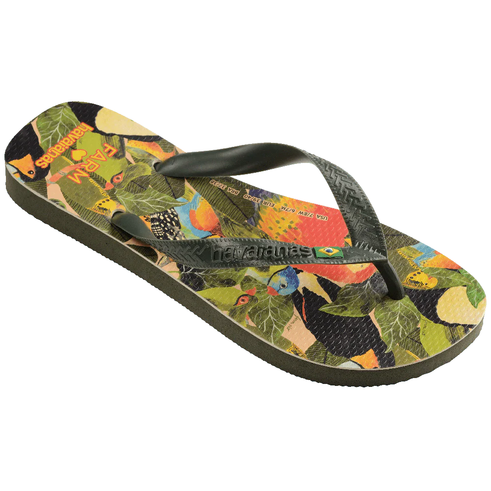 Chinelo Havaianas Farm Folhagens De Pássaros