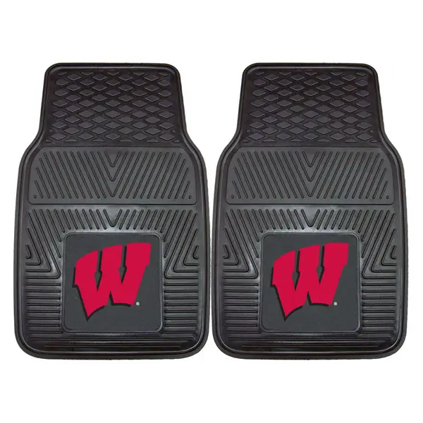 FANMATS University of Wisconsin Badgers Black 2-Piece Vinyl Car Mat Set