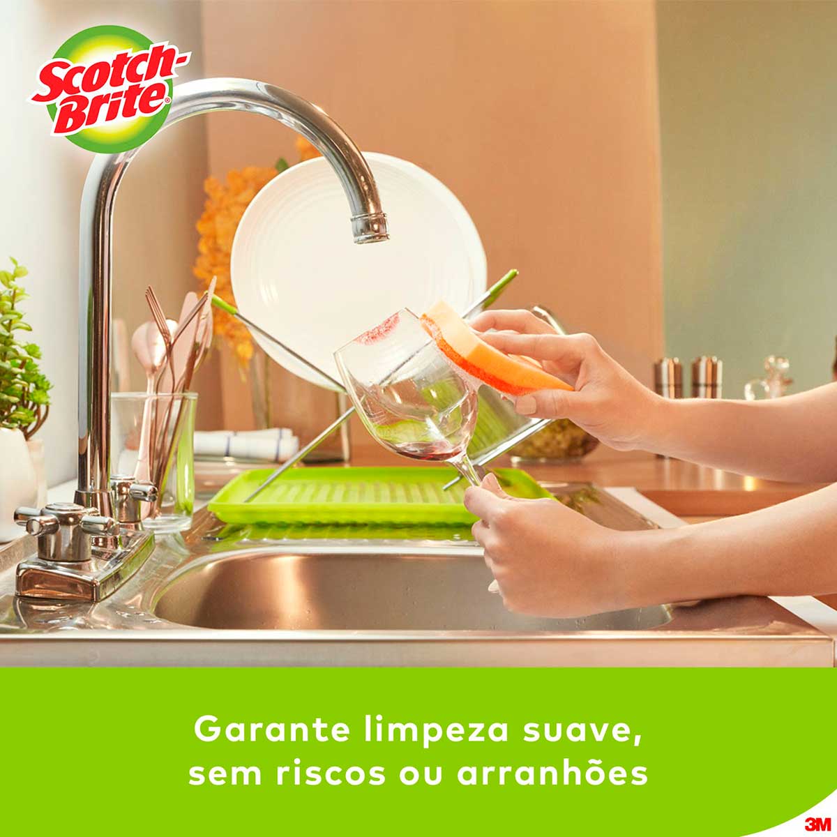 Esponja Nao Risca Laranja Scotch Brite - 3 Unidades