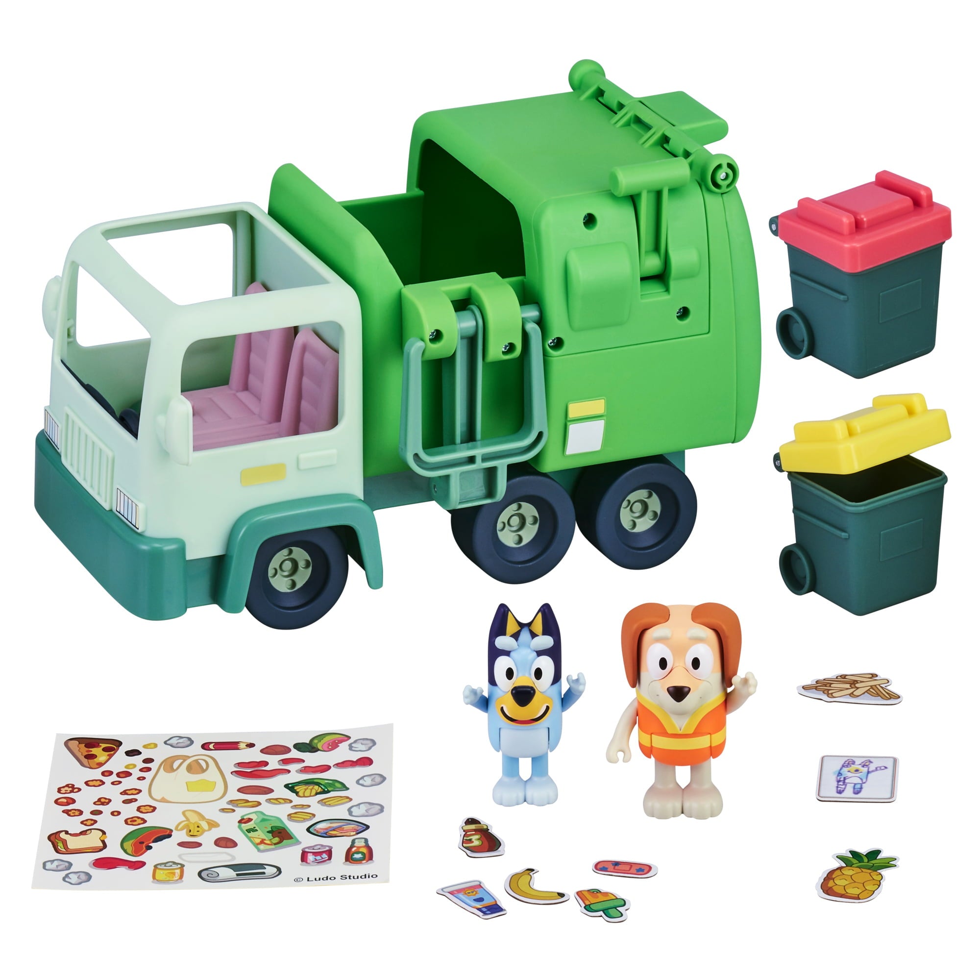 Bluey， Garbage Truck Vehicle Playset， Bluey and Bin Man 2.5-3 inch Figures and Accessories， Preschool， Ages 3+