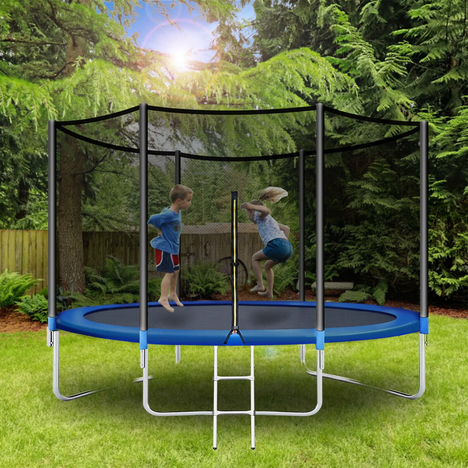 Polar Aurora 10Ft Outdoor Backyard Trampoline for Kids Adults Family Happy Time with Safety Enclosure Net， Non-Slip Ladder，Spring Pad Combo Bounce Jump Recreational Trampoline