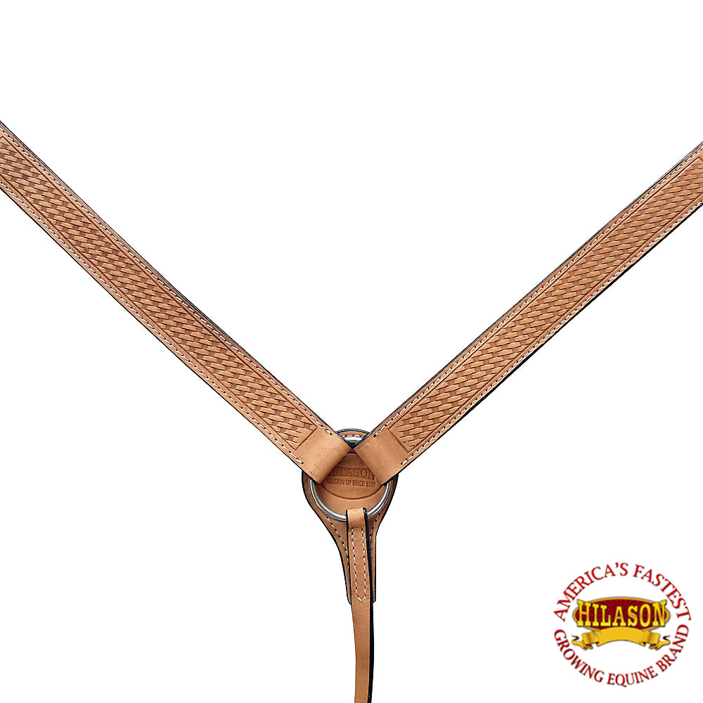 57BH Hilason Western Horse Breast Collar American Leather Tan Hand Tool Basket