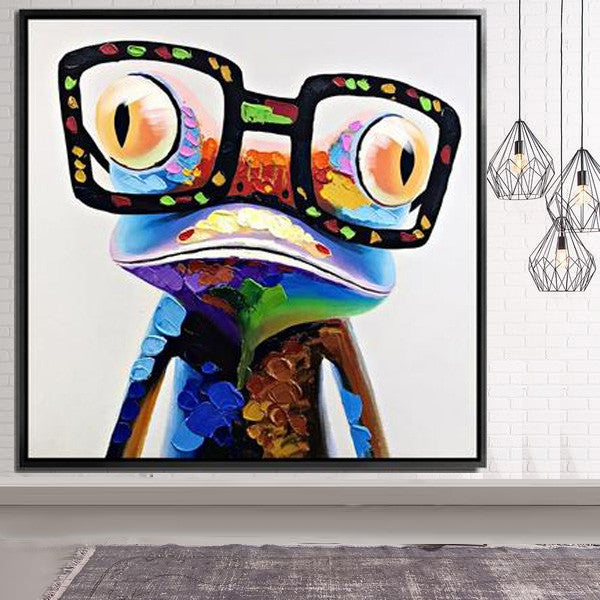 Funky Frog Hand Painted Art Painting With Frame 140X140 Cm Pnf010Xl Soap004