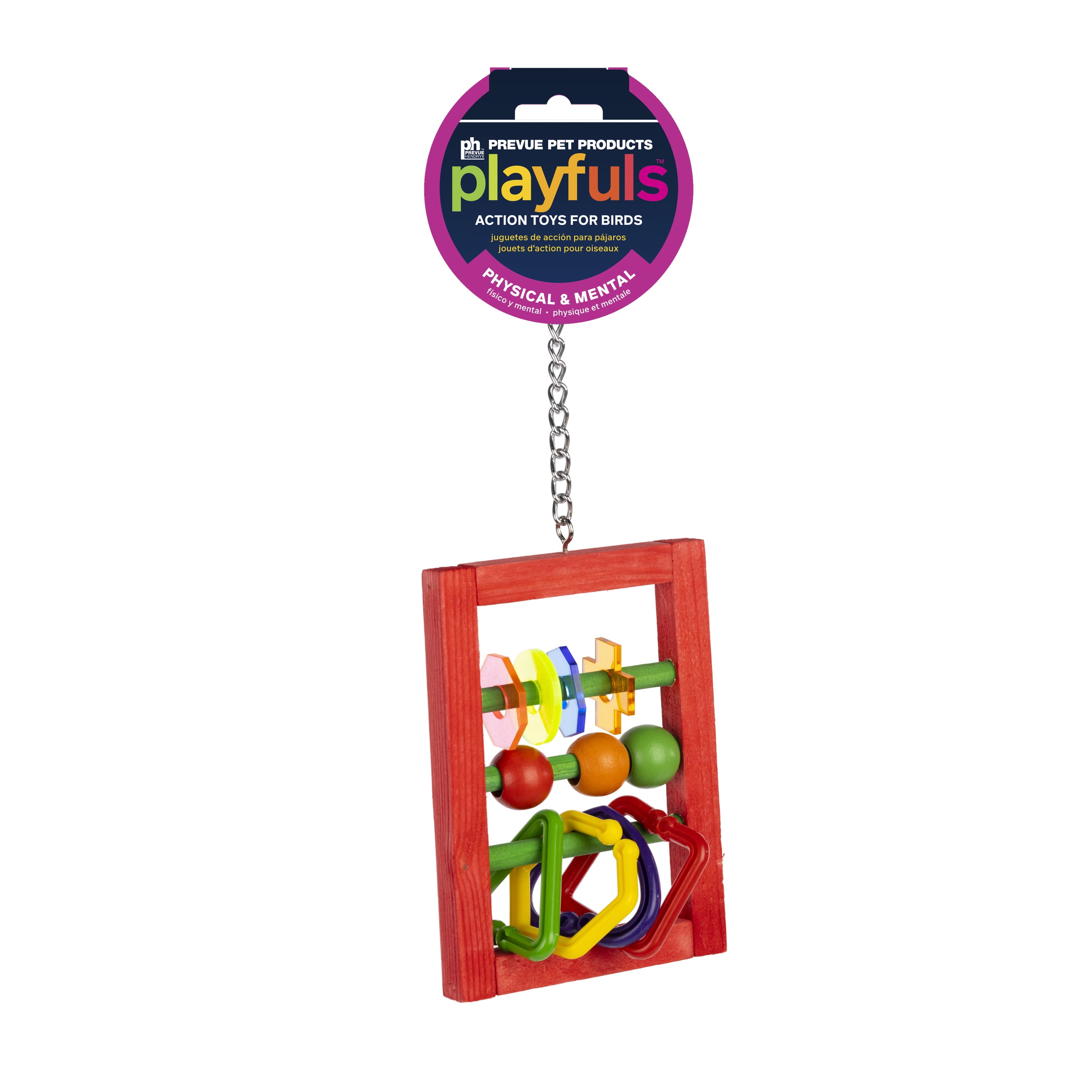 Prevue Pet Products Wood Frame Abacus Bird Toy with Plastic and Wood Beads