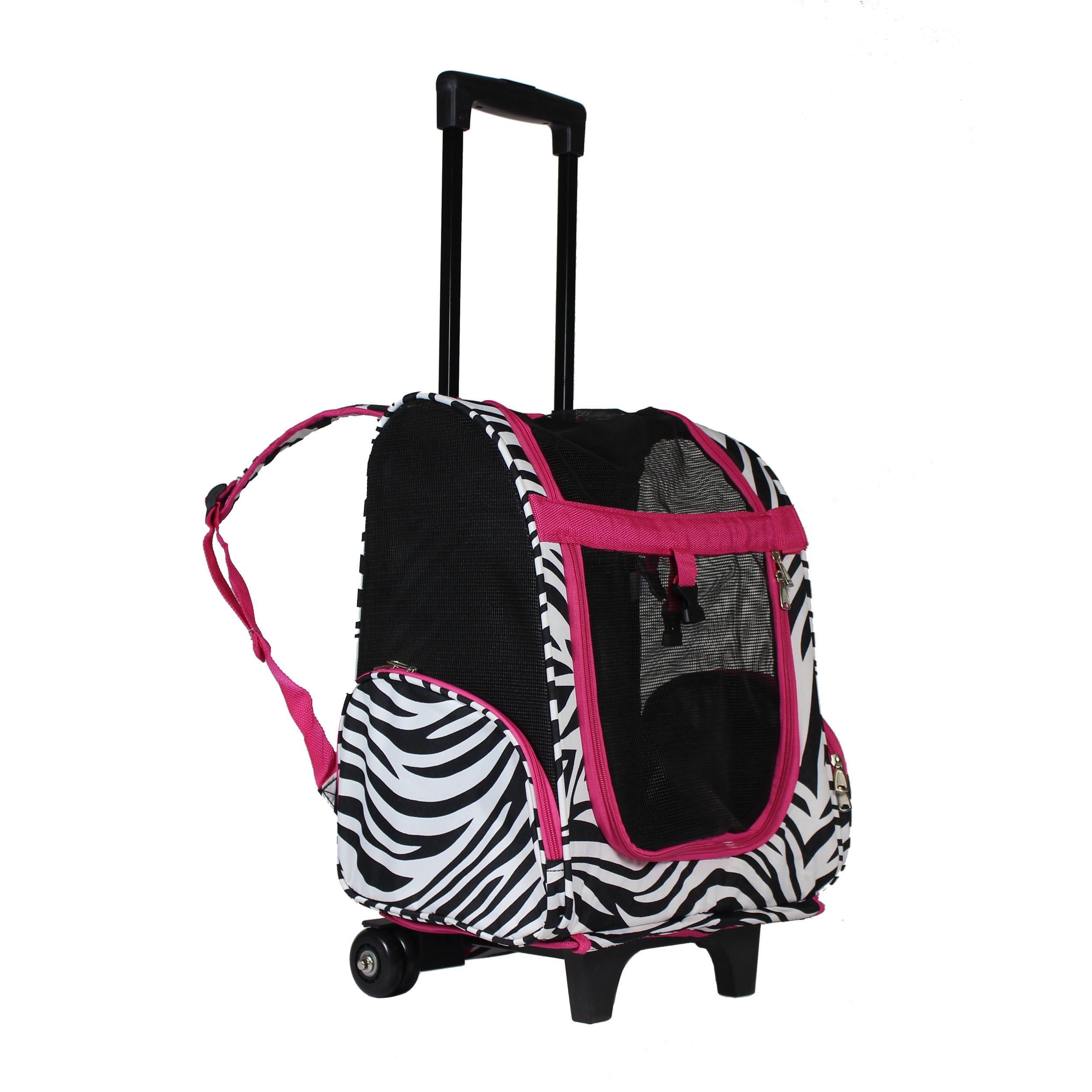 World Traveler  Zebra 20-Inch Rolling Small Pet Carrier Backpack Carry-On Convertible