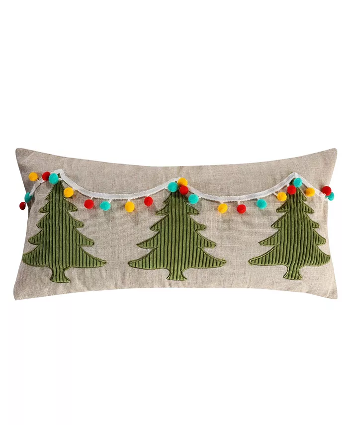 Levtex CLOSEOUT! Let is Snow Sparkle Christmas Pom Decorative Pillow， 12