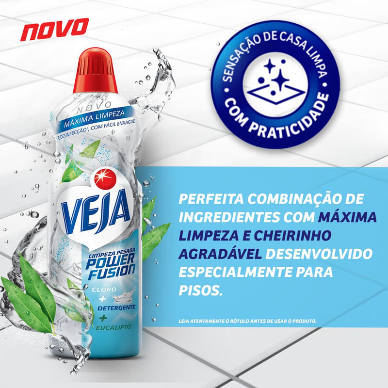 Veja Limpeza Pesada Power Fusion com Cloro Desinfetante e Limpador 500mL