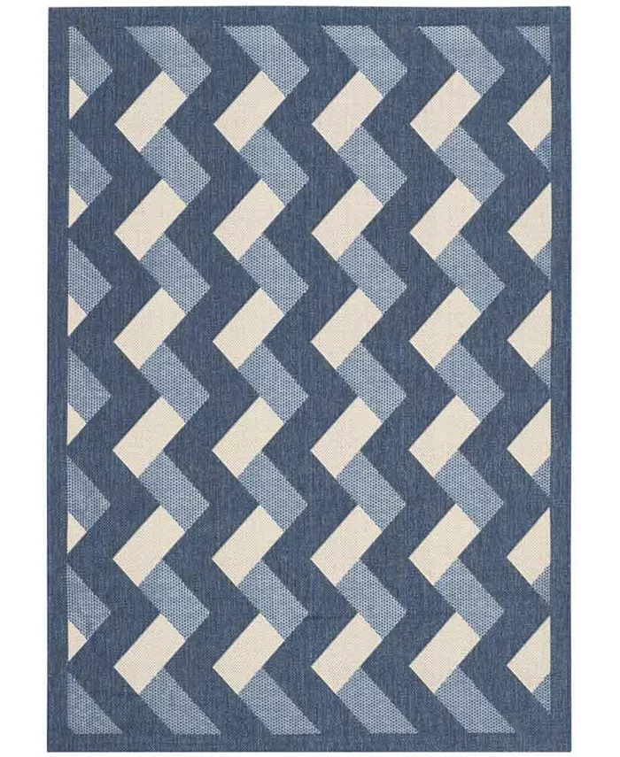 Safavieh Courtyard Navy and Beige 4' x 5'7