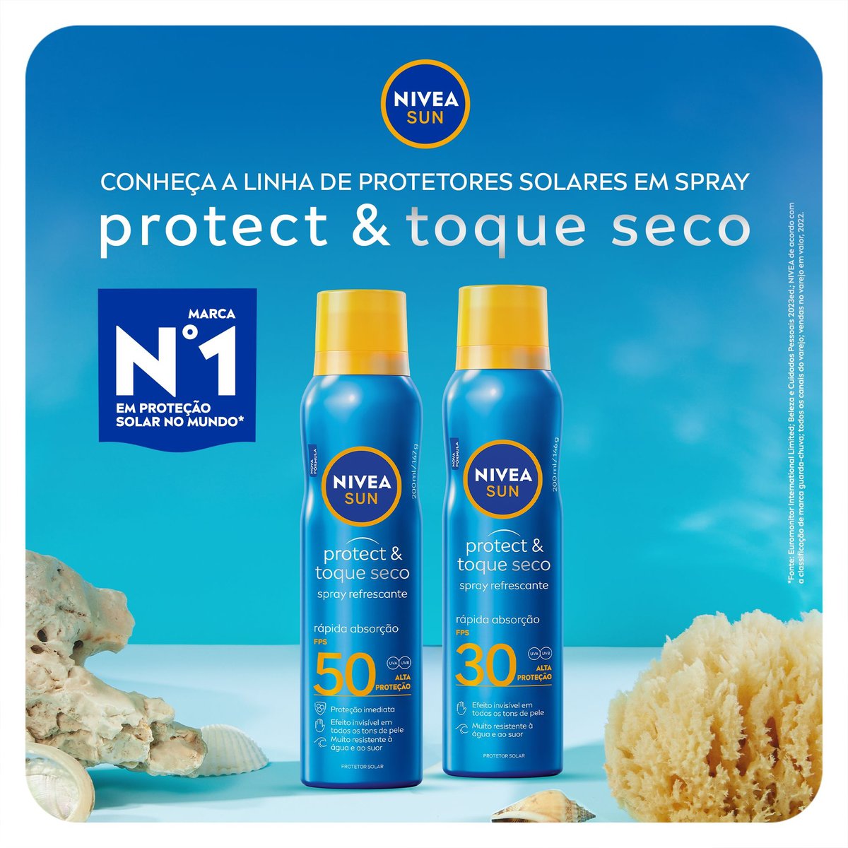 Protetor Solar Spray NIVEA SUN Protect & Toque Seco FPS 50 200ml