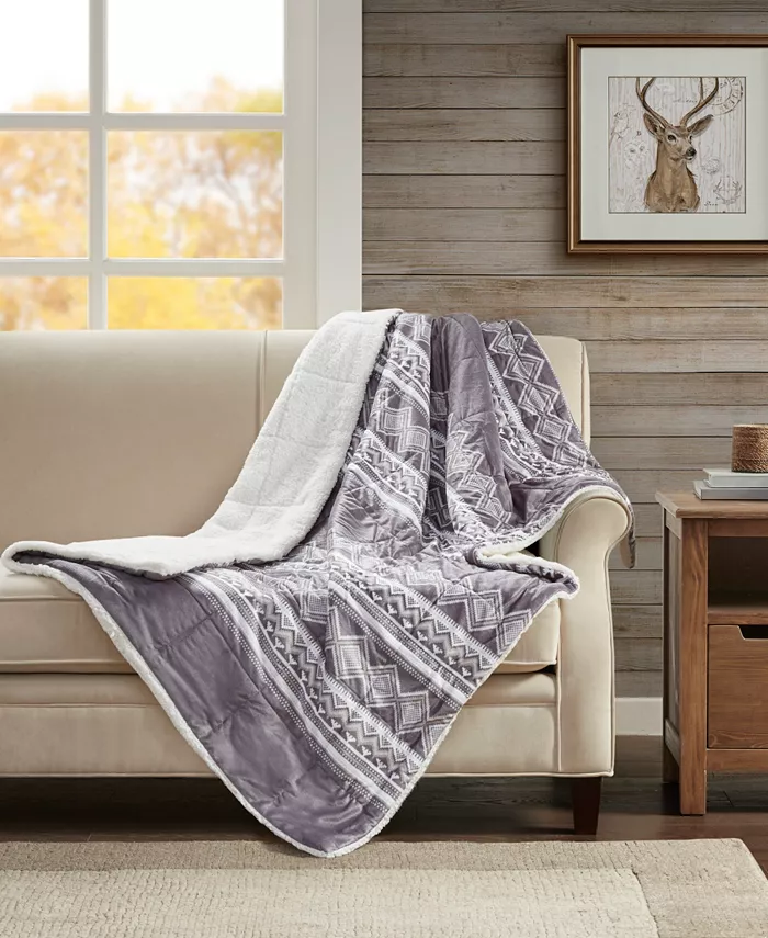 Woolrich Anderson Down-Alternative Faux Mink to Berber Throw， 50