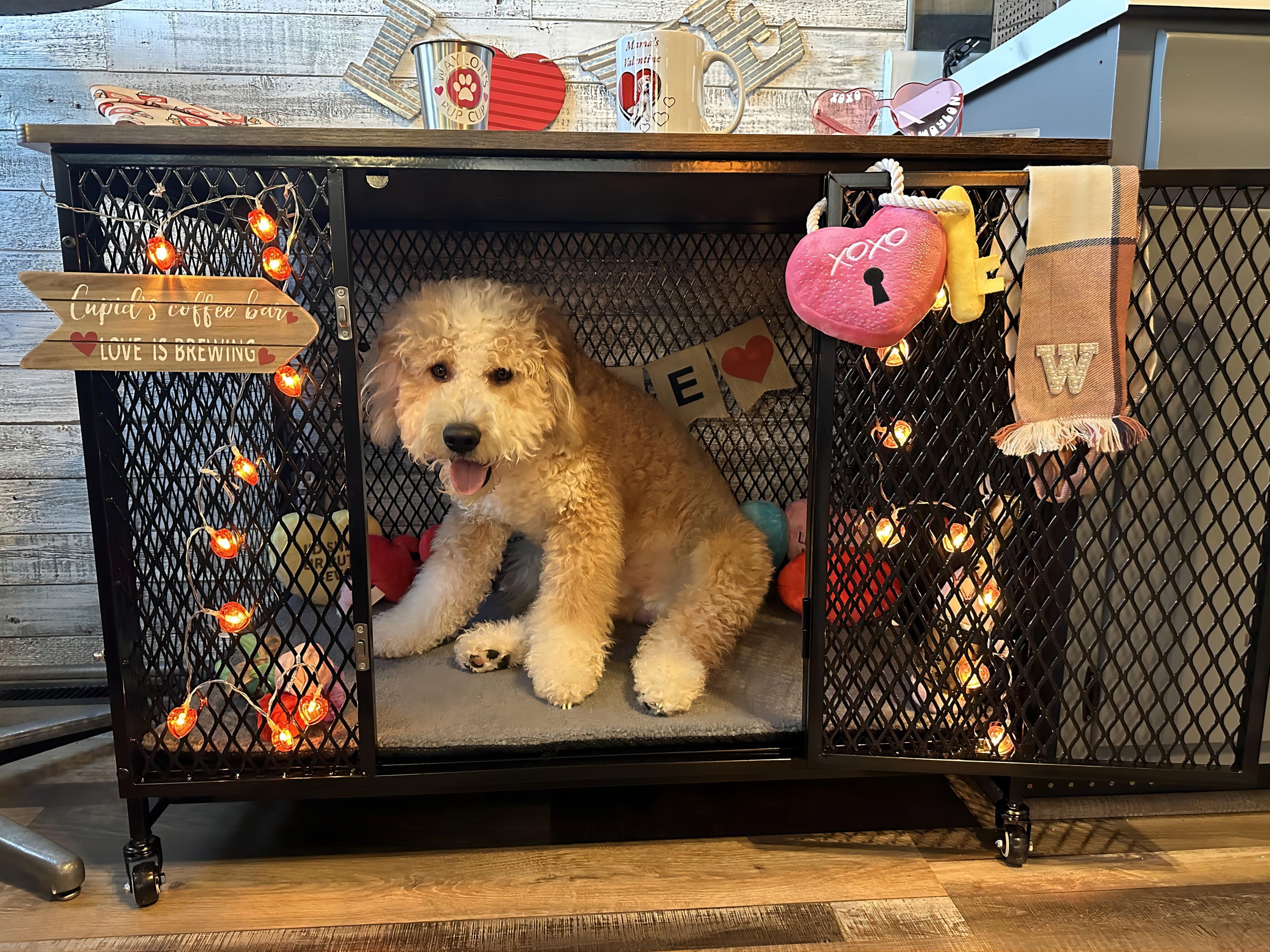 Morgete Dog Crate Furniture Wooden Dog House Small Medium Large Dogs with Cushion Tray