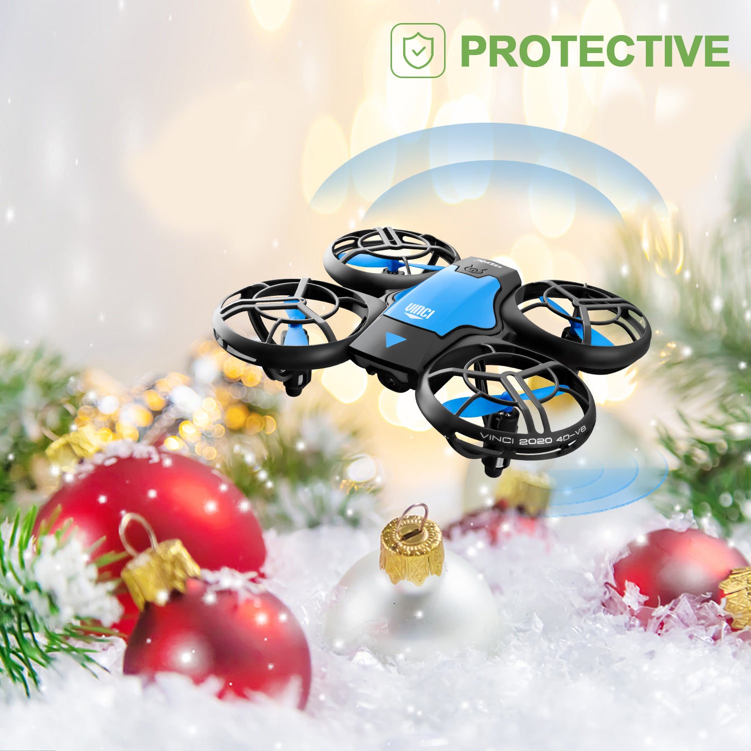 4DRC V8 Mini Drone， Suitable for Children and Beginners， 3 Batteries and Storage Bag， Height Hold， Headless Mode， 3D Flip and Auto Hover， Blue