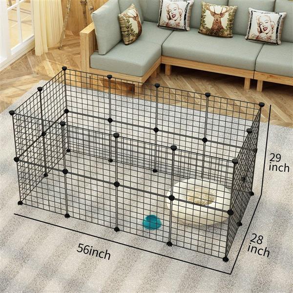Goodworld Pet Playpen， Small Animal Cage Indoor Portable Metal Wire Yard Fence for Small Animals， Guinea Pigs， Rabbits Kennel Crate Fence Tent Black， 24