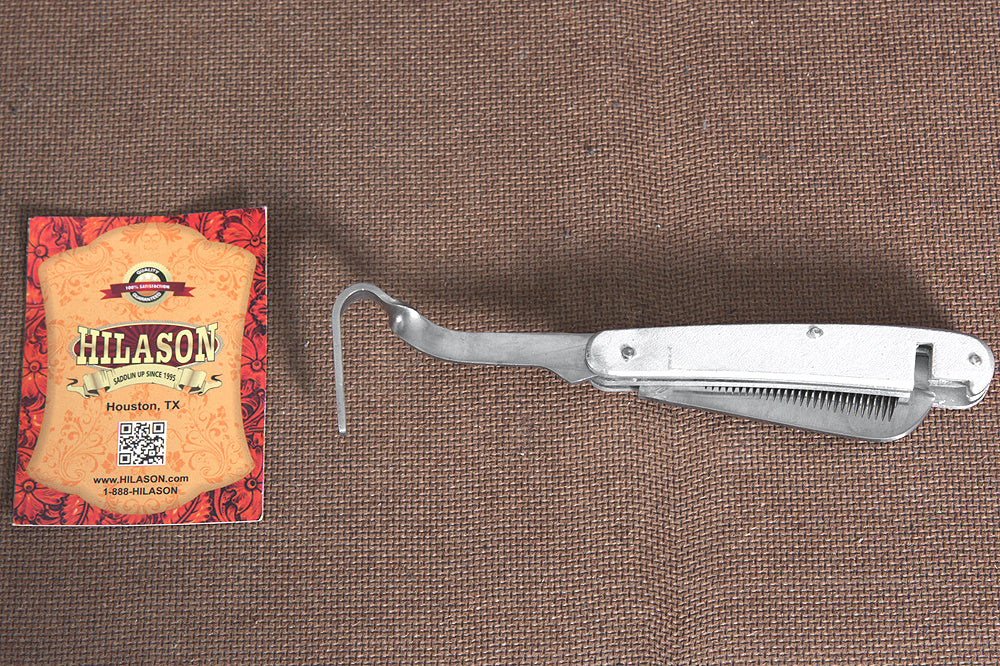 99RI Hilason Western Horse Care Thinning Knife W/ Hoof Pick