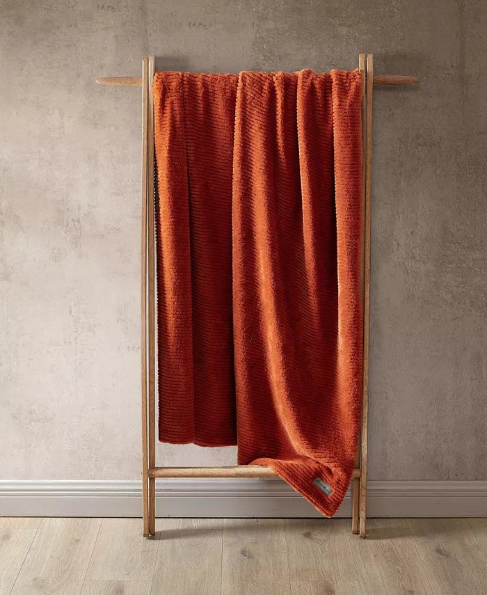 Eddie Bauer Solid Ribbed Super Soft Textured Throw Blanket