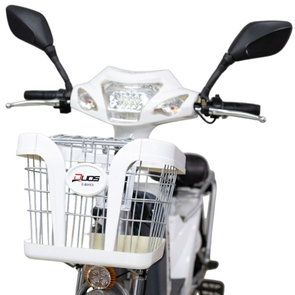 Bicicleta Elétrica E-Maxx Duos 800W Entrada USB Alarme e Seta cor Branca